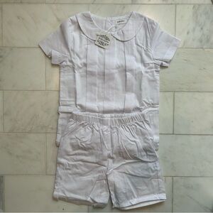 Southern Siblings Pleated Shorts Set in White boys sizes 6, 5, and 3T